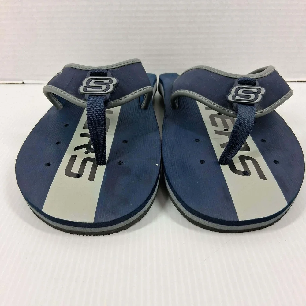 Skechers Sport H2O Mens Flip Flops Navy Blue Grey‎ Thong Sandals 50297 Size 9